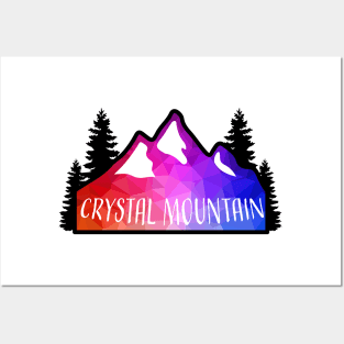 Geometric Colorful Mountain Crystal Mountain, Washington Posters and Art